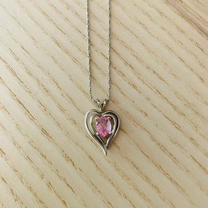 14K White Gold and Pink Tourmaline Necklace